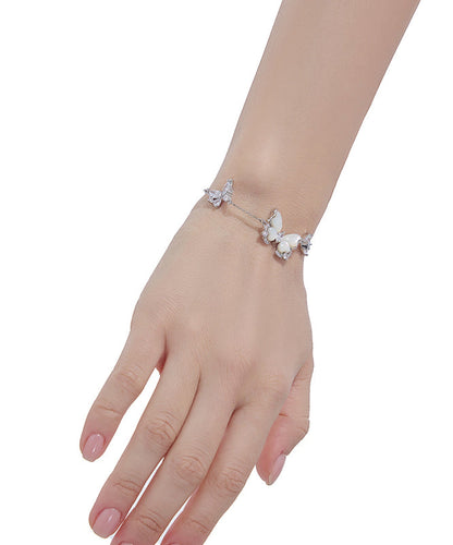 Fashion Silk Copper Alloy Zircon Butterfly Charm Bracelet
