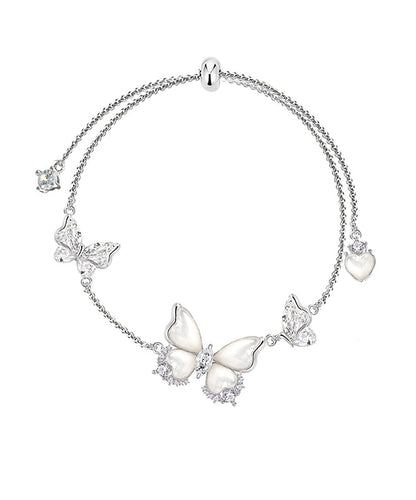 Fashion Silk Copper Alloy Zircon Butterfly Charm Bracelet