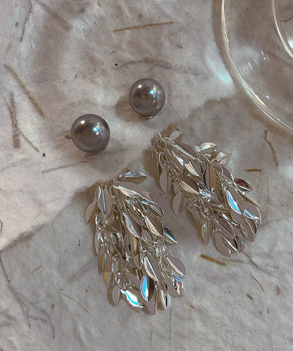 Pendientes colgantes con borlas de perlas y cobre dorado de seda de moda