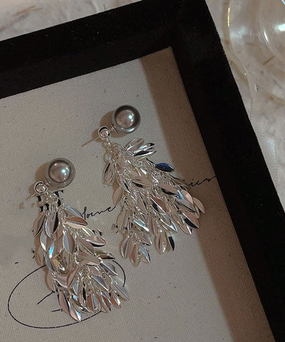 Pendientes colgantes con borlas de perlas y cobre dorado de seda de moda