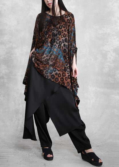 Fashion Suit Bat Sleeve Irregular Top Personality Wide Leg Pants Spring - SooLinen