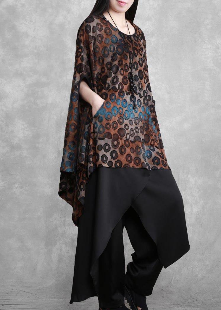 Fashion Suit Bat Sleeve Irregular Top Personality Wide Leg Pants Spring - SooLinen