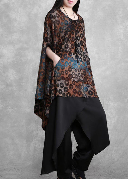 Fashion Suit Bat Sleeve Irregular Top Personality Wide Leg Pants Spring - SooLinen