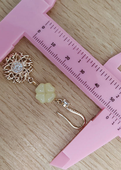 Pendientes colgantes de oro de 14 quilates con circonitas y girasoles