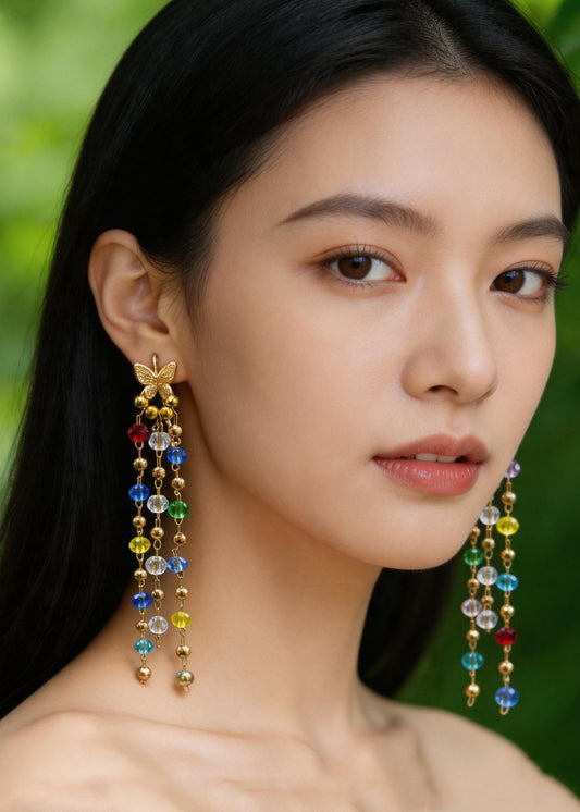 Fashion Tasseled Butterfly Acrylic Drop Earrings