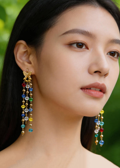 Fashion Tasseled Butterfly Acrylic Drop Earrings