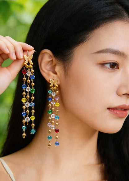 Fashion Tasseled Butterfly Acrylic Drop Earrings