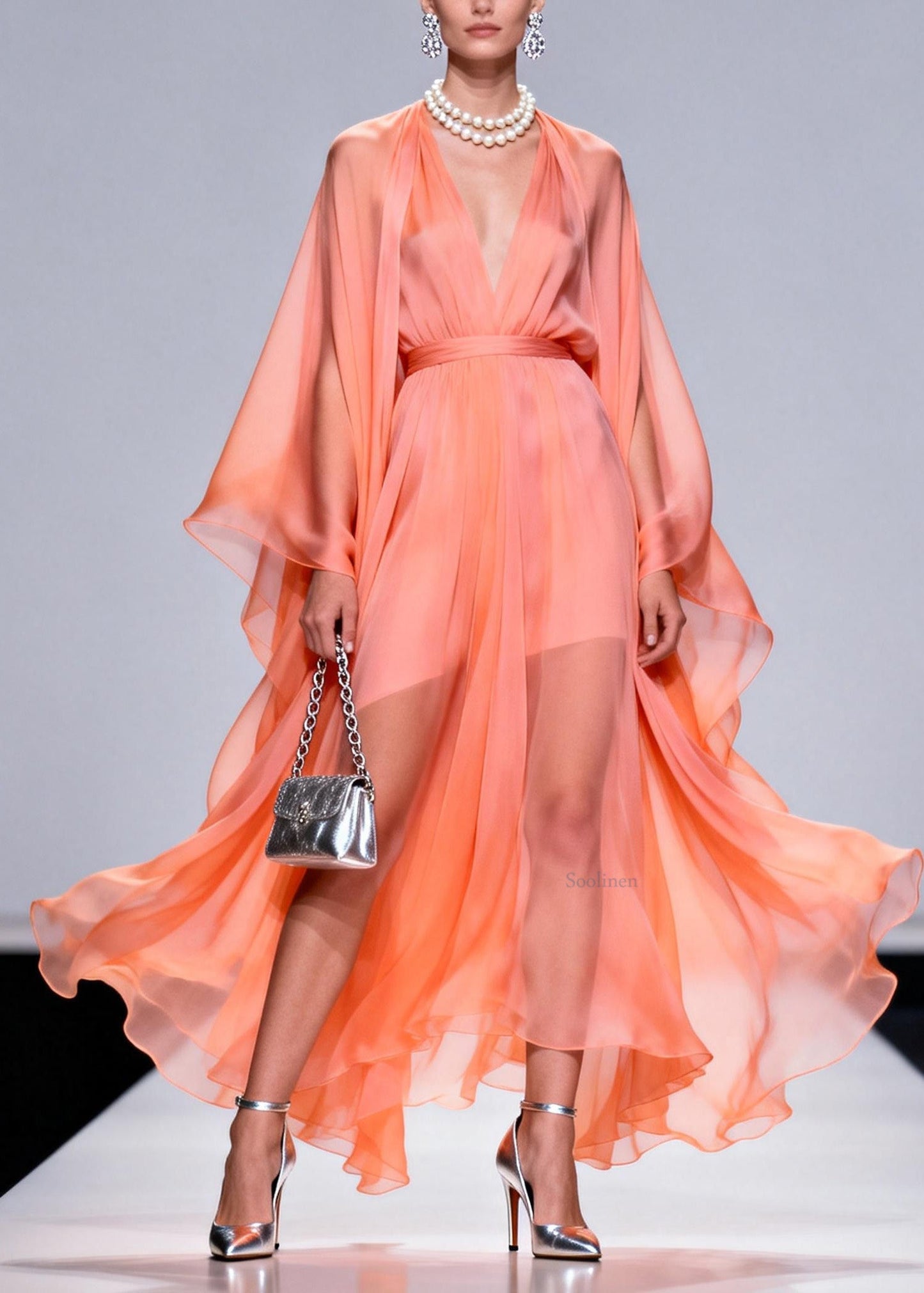 Fashion V Neck Patchwork Chiffon 2 Piece Outfit Summer