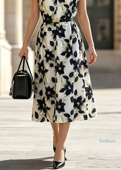 Fashion V Neck Print Chiffon Holiday Long Dress Short Sleeve