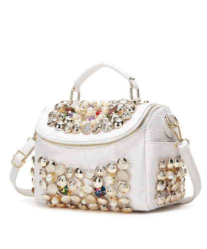 Fashion Versatile Black Nail Bead Zircon Tote Bag