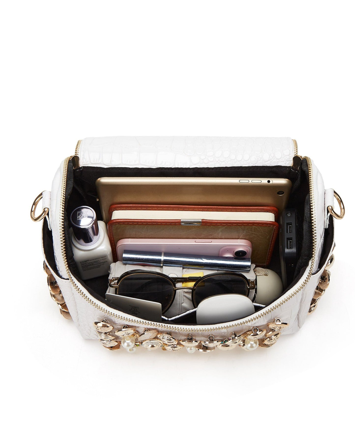 Fashion Versatile Black Nail Bead Zircon Tote Bag