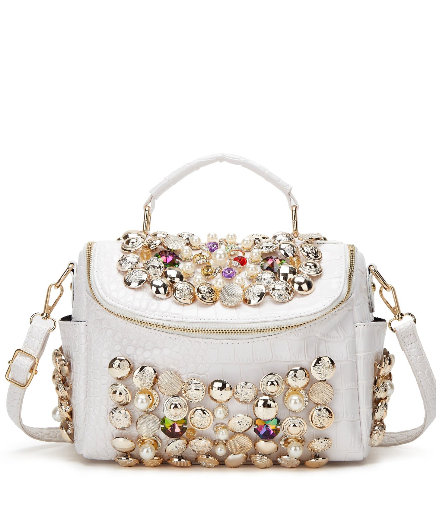 Fashion Versatile Black Nail Bead Zircon Tote Bag