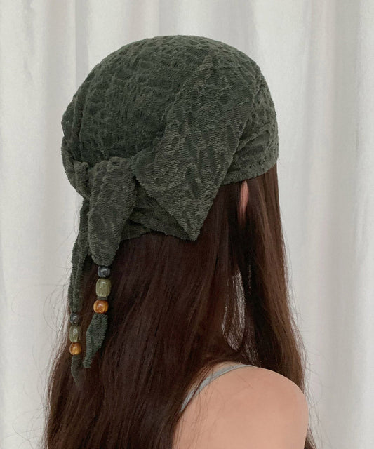 Diadema triangular con cuentas de madera verde versátil y de moda