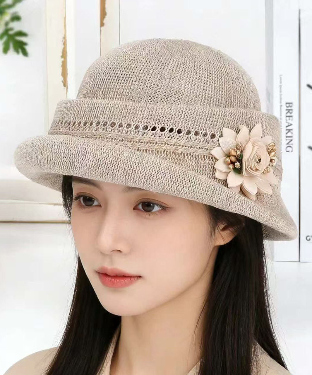 Fashion Versatile Oatmeal Breathable Cotton Bucket Hat