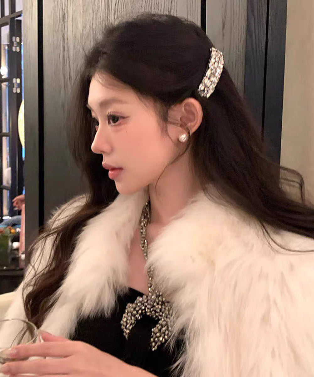 Fashion White Acrylic Zircon Hairpin