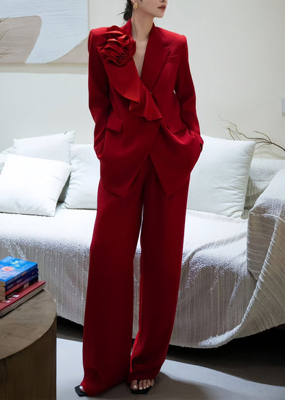 Fashion White Floral Tops And Pants Two Piece Set Fall