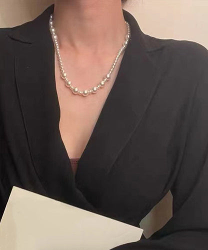 Fashion White Pearl Layered Gratuated Bead Necklace