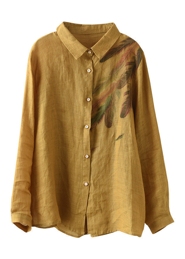 Camisas de ramio con estampado de cuello Peter Pan blanco de moda para primavera