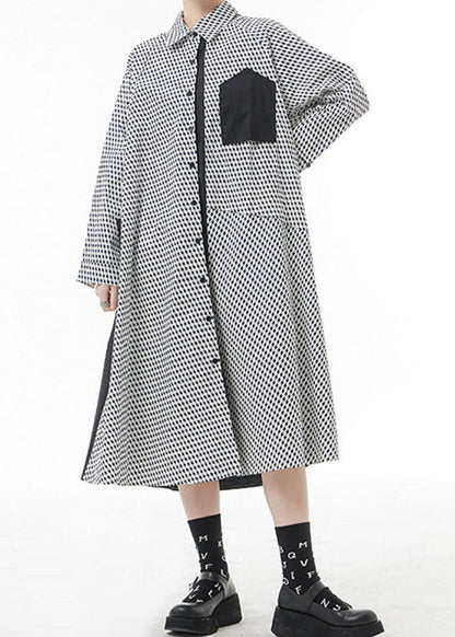 Mode Weiß Peter Pan Kragen taste Patchwork hemd Kleider Frühling