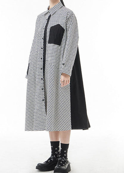 Mode Weiß Peter Pan Kragen taste Patchwork hemd Kleider Frühling