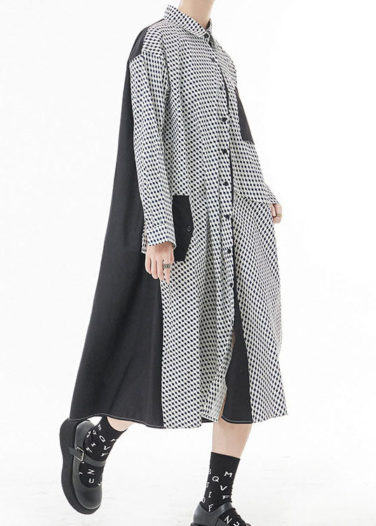 Mode Weiß Peter Pan Kragen taste Patchwork hemd Kleider Frühling