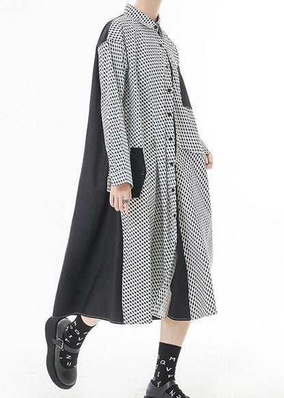 Mode Weiß Peter Pan Kragen taste Patchwork hemd Kleider Frühling