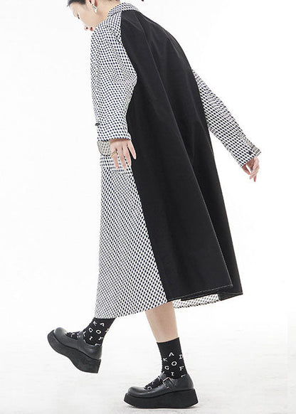 Mode Weiß Peter Pan Kragen taste Patchwork hemd Kleider Frühling