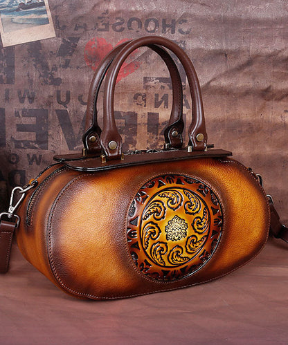 Mode Gelb Prägung Paitings Kalbsleder Tote Handtasche