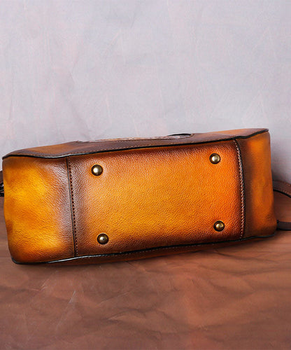 Mode Gelb Prägung Paitings Kalbsleder Tote Handtasche