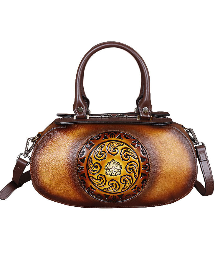 Mode Gelb Prägung Paitings Kalbsleder Tote Handtasche