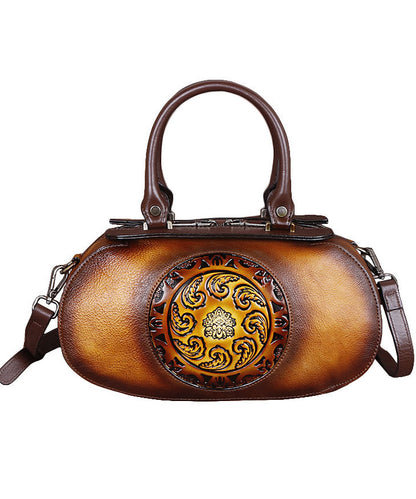 Mode Gelb Prägung Paitings Kalbsleder Tote Handtasche