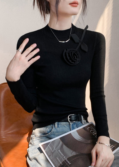 Modische gelbe, figurbetonte Stricktops mit Blumenmuster für den Frühling