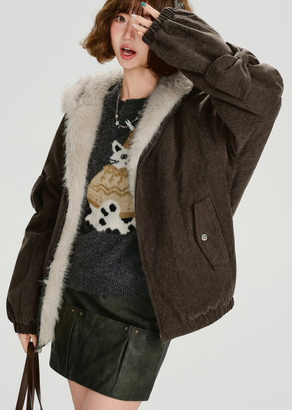 Fashion Zip Up Thick Warm Fleece Hoodie Coat Winter