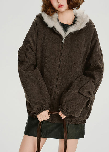 Fashion Zip Up Thick Warm Fleece Hoodie Coat Winter