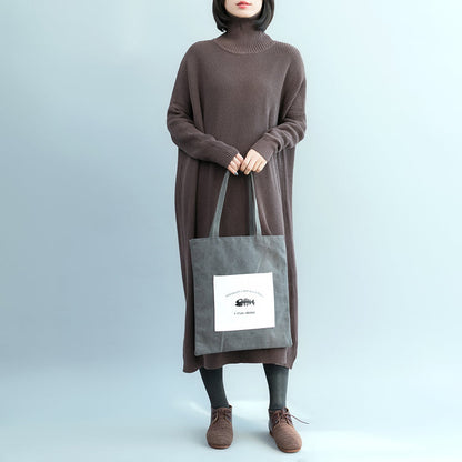 Mode Schokolade Pullover Wetter Vintage Fuzzy High Neck Strickwaren