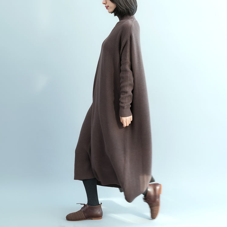 Mode Schokolade Pullover Wetter Vintage Fuzzy High Neck Strickwaren