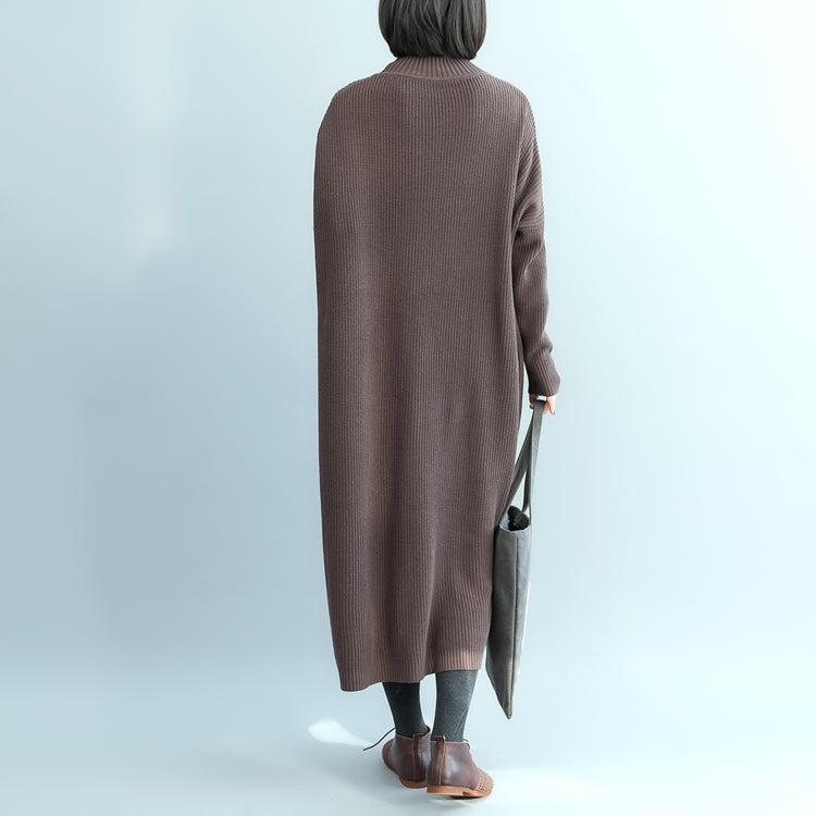 Mode Schokolade Pullover Wetter Vintage Fuzzy High Neck Strickwaren