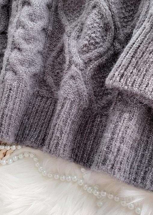 Fashion o neck baggy Sweater dress outfit Moda dark gray Mujer knit dresses - SooLinen