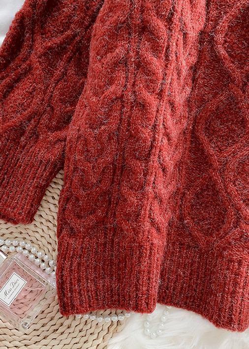 Fashion o neck baggy Sweater dresses Beautiful burgundy Tejidos knit dresses - SooLinen