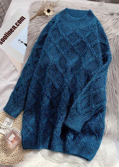 Fashion o neck thick Sweater weather plus size green Fuzzy knit dress - SooLinen