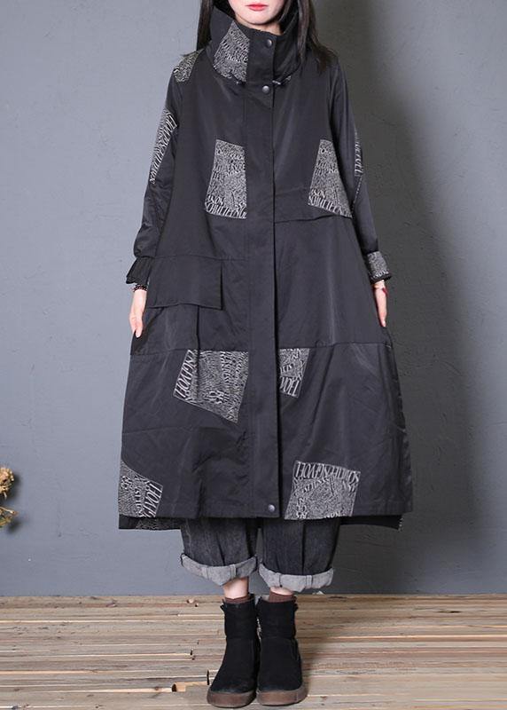 Fashion plus size Coats fall black zippered coats - SooLinen