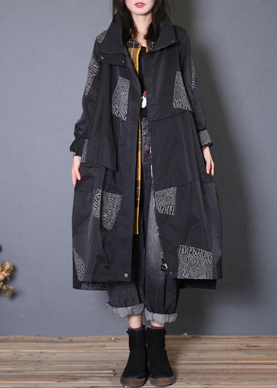 Fashion plus size Coats fall black zippered coats - SooLinen