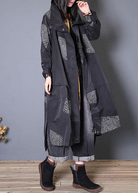 Fashion plus size Coats fall black zippered coats - SooLinen