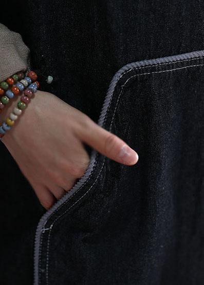 Fashion plus size trench coat fall black hooded overcoat - SooLinen