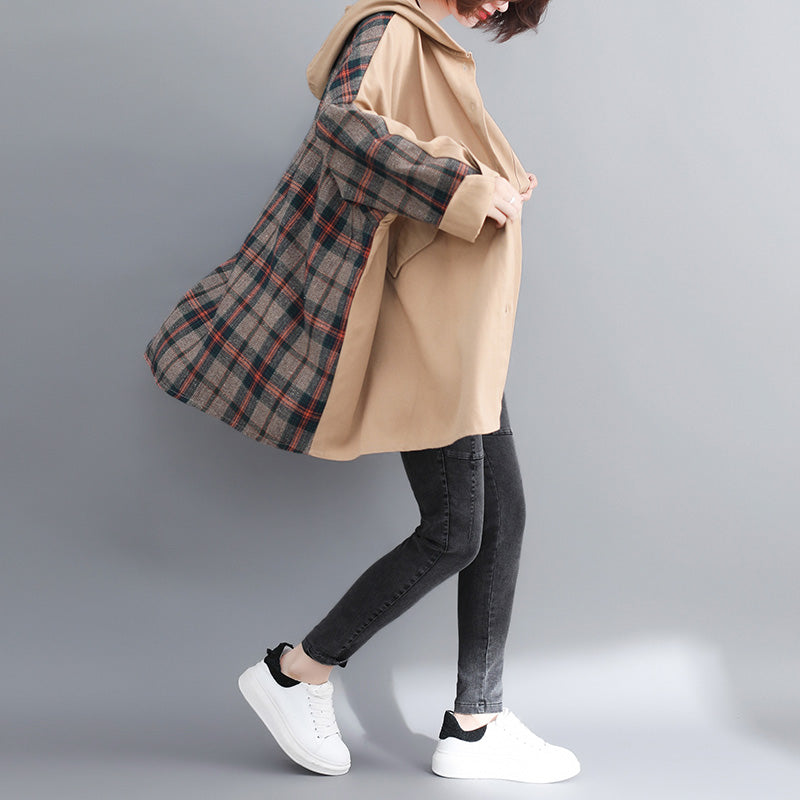 Mode gelb baumwolle outwear übergroßen kapuzen winter jacken patchwork frauen mäntel