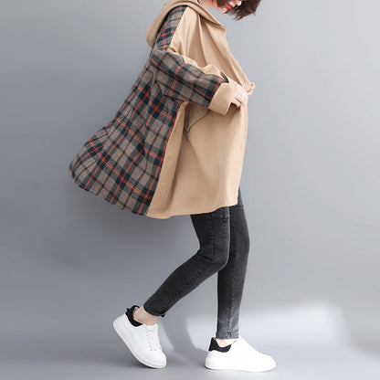 Mode gelb baumwolle outwear übergroßen kapuzen winter jacken patchwork frauen mäntel