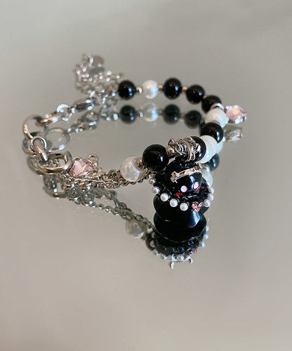 Feine Legierung Zirkon Perle Schwarz Weiß Ghost Zweiteiliges Set Charm Armband
