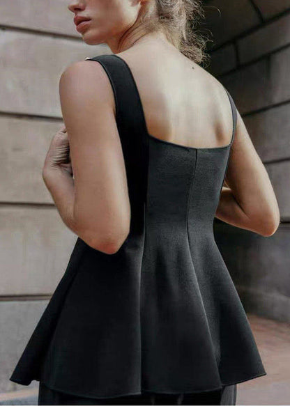 Fine Black Nail Bead Cotton Cami Tops Summer