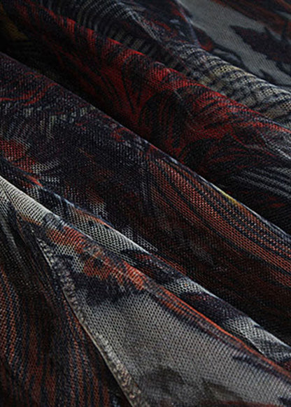 Feine schwarze Tüllröcke mit Reißverschluss und Print, Frühling