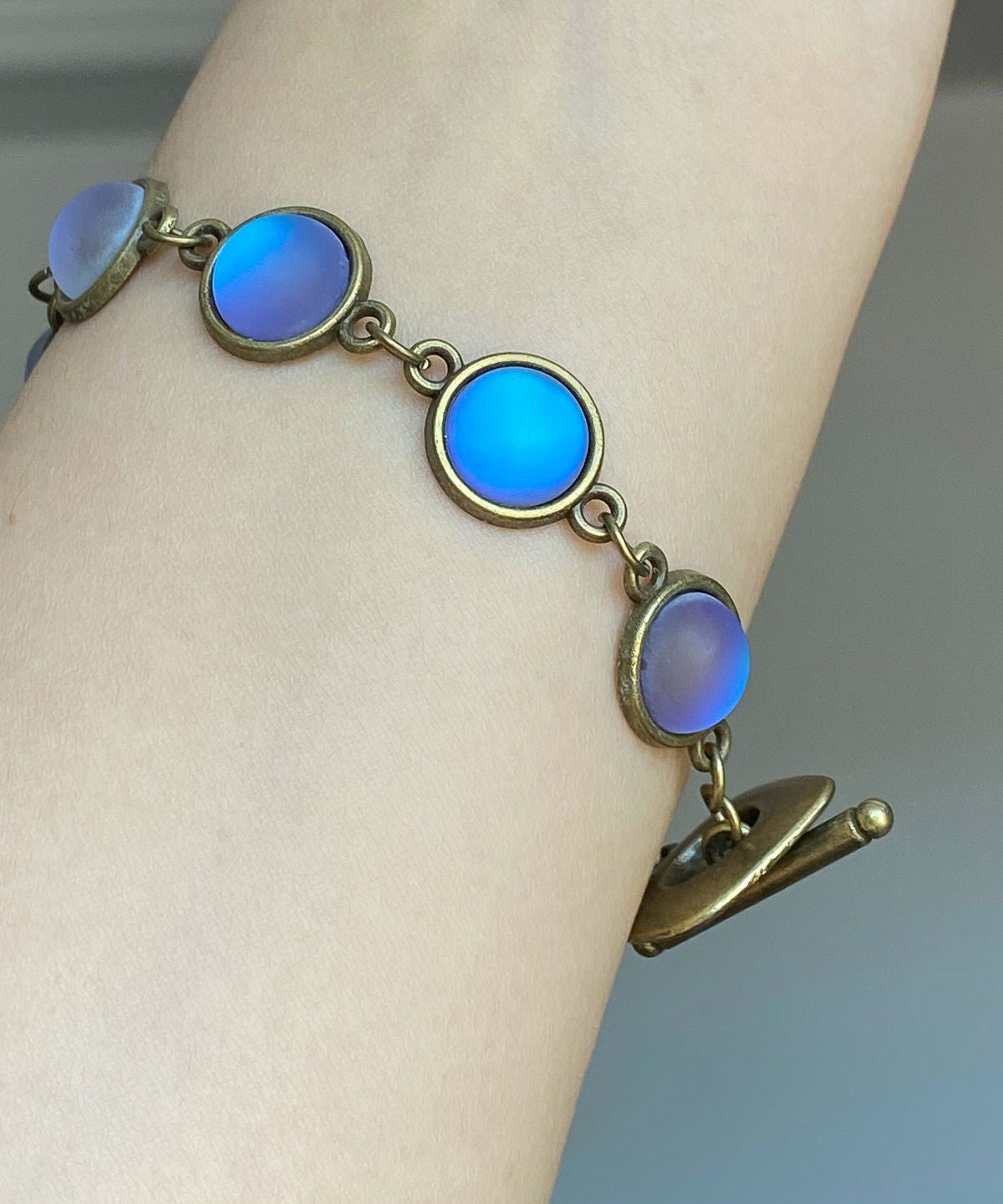 Pulsera fina de cadena de aleación de cobre azul